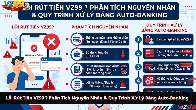 Lỗi Rút Tiền VZ99 ? Phân Tích Nguyên Nhân & Quy Trình Xử Lý Bằng Auto-Banking